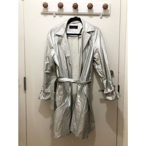 Vintage Jones New York Metallic Coated Trench Coat